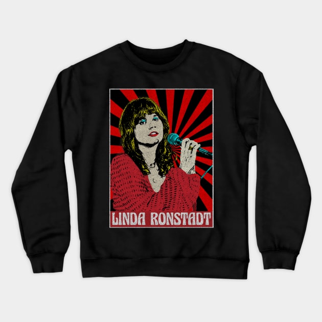 Linda Ronstadt 80s Pop Art Fan Art Crewneck Sweatshirt by Motor Lipat